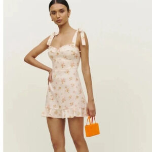 Reformation Desiree Linen Dress in Mildred White Floral Mini Size 10